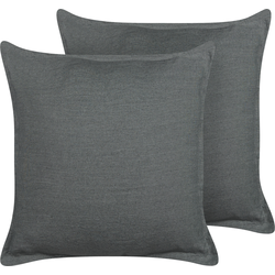 SUBULATA  - Sierkussen set van 2 - Donkergrijs - 45 x 45 cm - Linnen