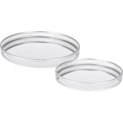 Set van 2x stuks ronde kaarsenplateaus spiegel zilver D25 en D30 cm - Kaarsenplateaus