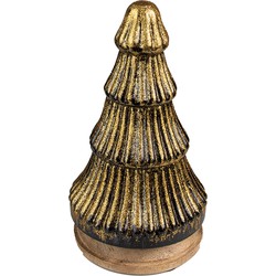 Clayre & Eef Kerstdecoratie Kerstboom 24 cm Goudkleurig Hout Glas