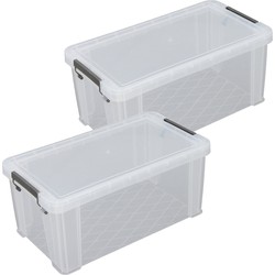 Allstore Opbergbox - 2x stuks - 7,5 liter - Transparant - 25 x 19 x 16 cm - Opbergbox