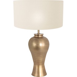 Vaaslamp met witte stoffen kap Steinhauer Brass Brons