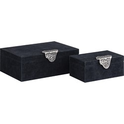 PTMD Hazael Black suede box silver handle set of 2