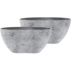 Ter Steege Plantenbak - 2x - kunststof en steenpoeder - 36 x 16 cm - Plantenpotten