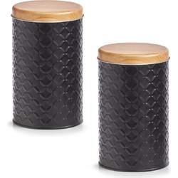 Zeller keuken voorraad blik - 4x - zwart - metaal - 10,5 x 18 cm - Voorraadblikken