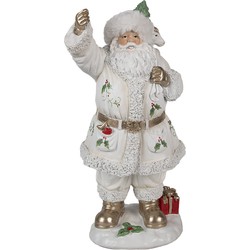 Clayre & Eef Kerstdecoratie Beeld Kerstman 31 cm Wit Kunststof