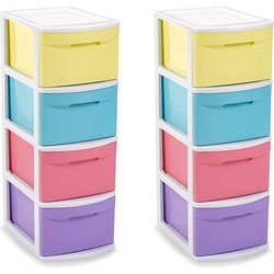 2x stuks kleurrijke ladekast/organiser 39 x 28,5 x 78 cm - Opbergbox