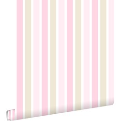 ESTAhome behang verticale strepen licht roze, beige en wit - 53 cm x 10,05 m - 138701