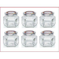 Leifheit 3209 Jampot Zeshoekig 106 ml Glas/Zilver (set van 6 stuks)