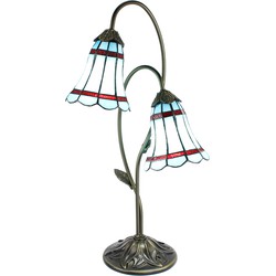 LumiLamp Tiffany Tafellamp  61 cm Blauw Bruin Glas Tiffany Bureaulamp