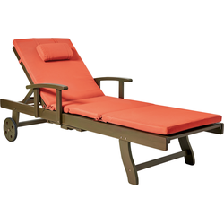 AMANTEA PREMIUM - Tuinligstoel - Bruin/Rood - Acaciahout