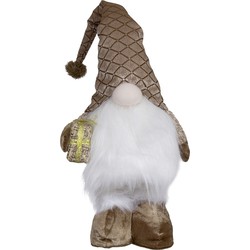 Decoratie kerst gnome pop - H36 cm - met verlichting - Kerstman pop