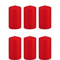 6x Kaarsen rood 5 x 10 cm 23 branduren sfeerkaarsen - Stompkaarsen