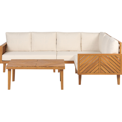 BARATTI - Loungeset voor 4 - Lichtbeige - Acaciahout