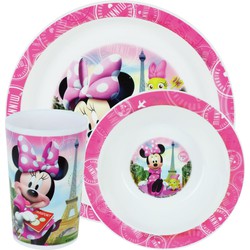 2x Kinder ontbijt set Disney Minnie Mouse 3-delig van kunststof - Kinderservies