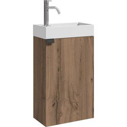 Badplaats Toiletmeubel Apollo 40 x 22 cm - Bruin Eiken - Fonteinmeubel met Wastafel