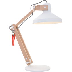 Scandinavische Tafellamp - Anne Light & Home - Hout - Scandinavisch - E27 - L: 23cm - Voor Binnen - Woonkamer - Eetkamer - Bruin