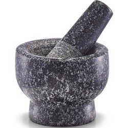 Donkergrijze vijzel met stamper van graniet 9 cm - Vijzel en mortier
