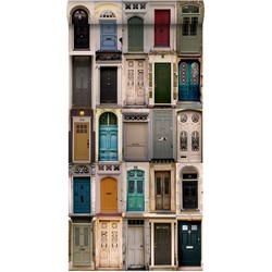 ESTAhome XXL behang vintage deuren beige, blauw, rood en groen - 50 x 900 cm - 158504