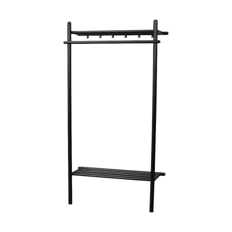 Milford eikenhouten kledingrek zwart - 91 x 181 cm - 