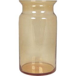 Bloemenvaas - amber geel/transparant glas - H29 x D16 cm - Vazen