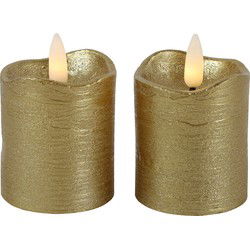 Countryfield LED kaarsen/stompkaarsen - 2x st - goud - D7,5 x H7,2 cm - LED kaarsen