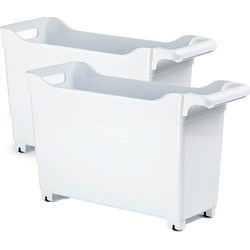 PlasticForte Trolley - 4x - wit - L45 x B17 x H29 cm - op wieltjes - Opberg trolley