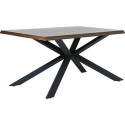 Eettafel 160cm - Smoked & Zwart - Rechthoekig - Tafel Arno