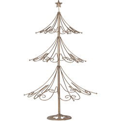 Clayre & Eef Kerstdecoratie Beeld Kerstboom Ø 46x75 cm Goudkleurig Metaal