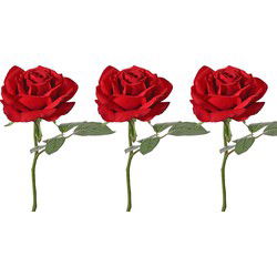 Top Art Kunstbloem Roos de luxe - 3x - rood - 30 cm - kunststof steel - decoratie - Kunstbloemen