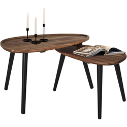 MISOU Bijzettafel - Set van 2 - Acacia Hout - Driehoekig - Salontafels - Koffietafel - Woonkamer - Bruin