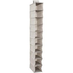 5Five kast organiser - hangend - 10 vakken - 30 x 15 x 120 cm - beige - Opbergmanden
