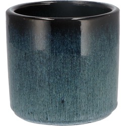 DK Design Bloempot model Blue Glaze - blauw - D12 x H13 cm - ombre - Plantenpotten