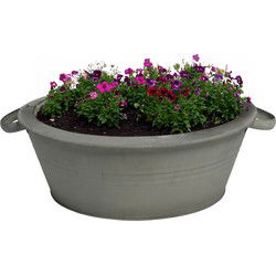 Mega Collections teil/plantenpot Farmer - zink - donkergrijs - D23 X H11 cm - IJzeren emmer / teil