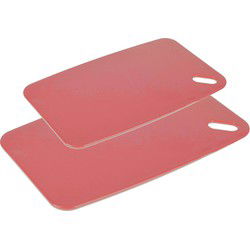Snijplanken - set van 2 - kunststof - zalm roze - 30/35 cm - Snijplanken