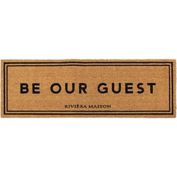 Riviera Maison Deurmat Naturel deurmat binnen met tekst rechthoek - Be Our Guest Doormat