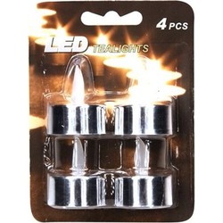 Theelichtjes zilver electrisch 4 stuks - LED kaarsen