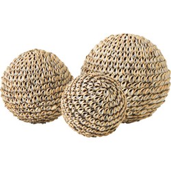 MUST Living Beach shell ball, set of 3,8xØ8 cm / 10xØ10 cm / 11xØ11 cm, cream shell