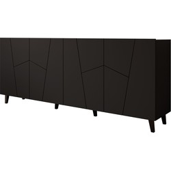 Meubella - Dressoir Ezer - Mat zwart - 200 cm