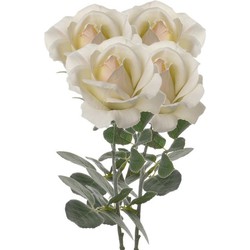 4x Creme witte kunstroos kunstbloemen 37 cm decoratie - Kunstbloemen