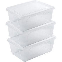Vershoudbakje - 3x - hoog/diep - transparant - 0,5 liter - 15 x 10 x 6 cm - Vershoudbakjes