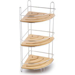 Items Badkamer rekje - staand - chrome bamboe - 20 x 20 x 48 cm - Douche- en badrekjes