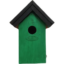 Houten vogelhuisje/nestkastje 22 cm - zwart/groen Dhz schilderen pakket - Vogelhuisjes