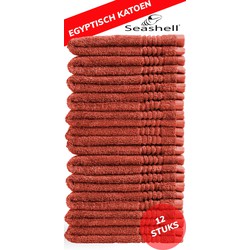 Seashell Gastendoekjes - 12 stuks - 100% Egyptisch Katoen - zware kwaliteit - 30x50 - terracotta