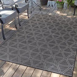 Hilaria Buitenkleed Geruit Antraciet vloerkleed - Voor Binnen & Buiten - 120 X 170 CM