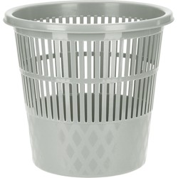 Plastic huis/kantoor vuilnisbak/prullenbak grijs 20 liter 28 x 27 cm - Prullenmanden