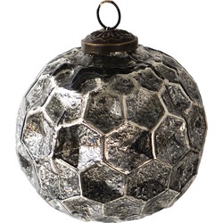 Clayre & Eef Kerstbal  Ø 10 cm Zwart Glas Kerstdecoratie