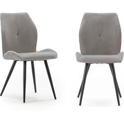 Set van 2 stoelen in stof met zwarte metalen poten L45 cm - ADAYA