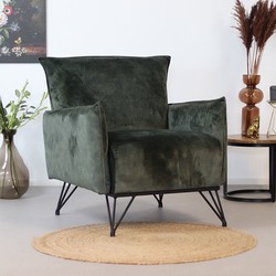Velvet fauteuil Mika groen