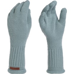 Knit Factory Lana Gebreide Dames Handschoenen - Polswarmers - Stone Green - One Size