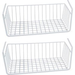4x Stuks opberg/opruim hangmandje/kastmandje wit 30 cm van ijzer - Opbergmanden